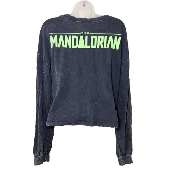 Mad Engine Juniors Star Wars Mandalorian Baby Yoda Cropped Henley Top Size Large - Picture 2 of 8